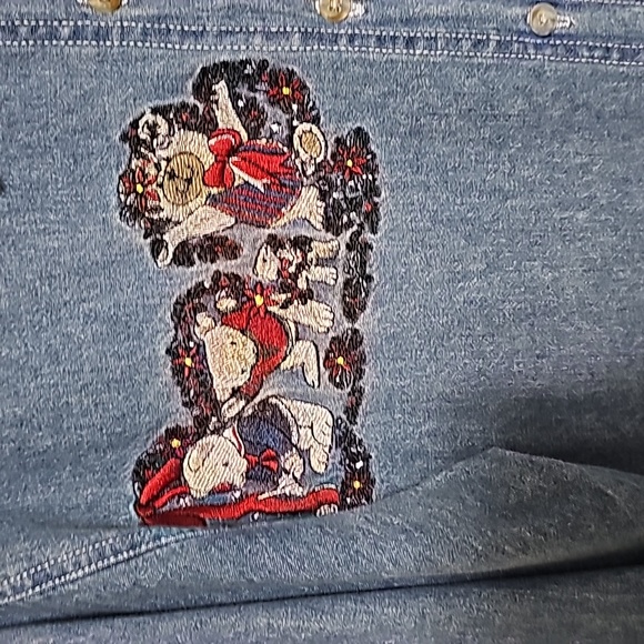 Bobbie Brooks Christmas Long Sleeve Denim Top Sz S Bears Holidays Estate Sale - Picture 2 of 6
